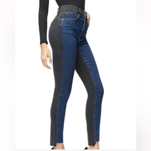 Good American Blue334 Good Waist Contrast 2 Tone Raw Hem Jeans Sz. 4/27